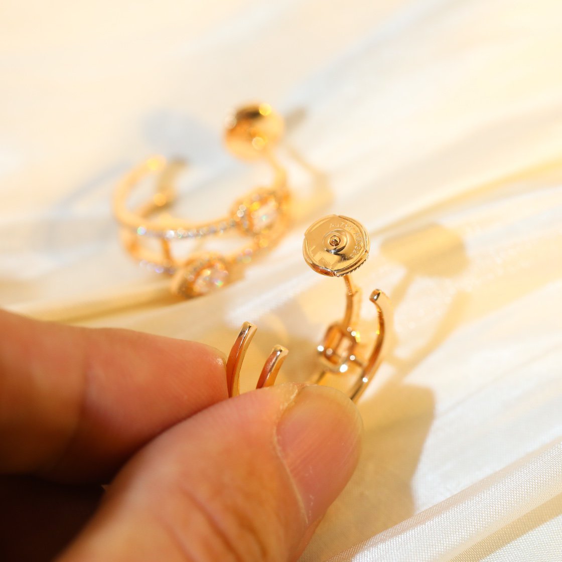 [Miro ] CREOLES MY TWIN 2 RANGS SILVER DIAMOND EARRINGS