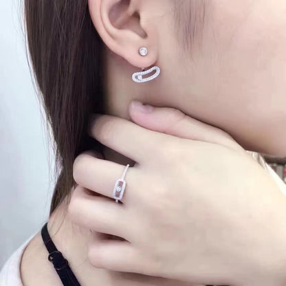 [Miro ] MOVE UNO SILVER DIAMOND EARRINGS