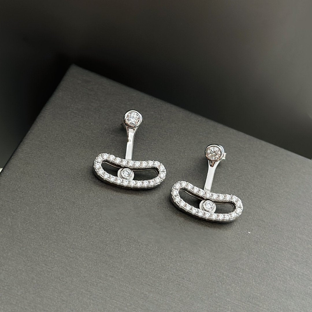 [Miro ] MOVE UNO SILVER DIAMOND EARRINGS