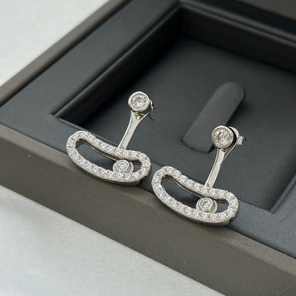 [Miro ] MOVE UNO SILVER DIAMOND EARRINGS