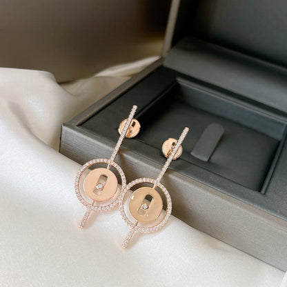 [Miro ]  MOVE ARROW PINK GOLD DIAMOND EARRINGS