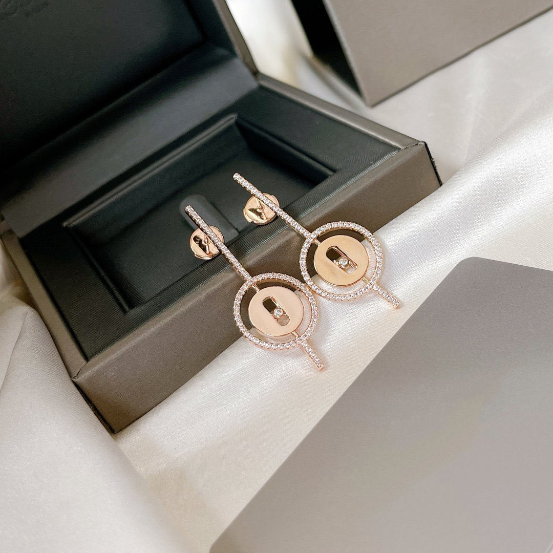 [Miro ]  MOVE ARROW PINK GOLD DIAMOND EARRINGS