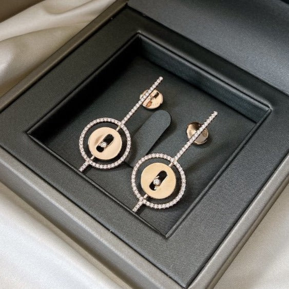 [Miro ]  MOVE ARROW PINK GOLD DIAMOND EARRINGS