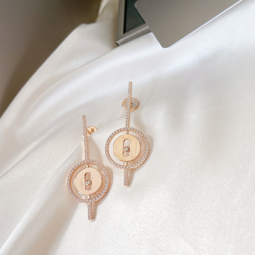 [Miro ]  MOVE ARROW PINK GOLD DIAMOND EARRINGS