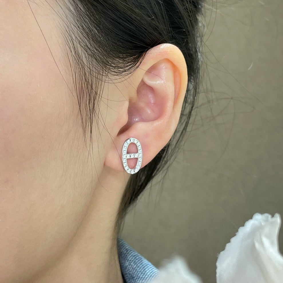 Miro HM FULL DIAMOND PIG NOSE STUD EARRINGS