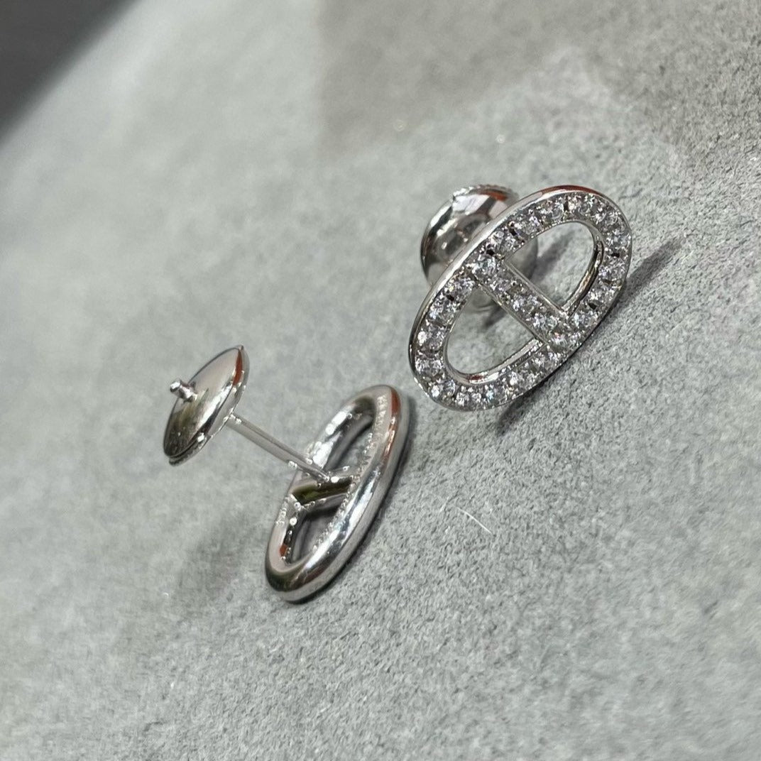 Miro HM FULL DIAMOND PIG NOSE STUD EARRINGS