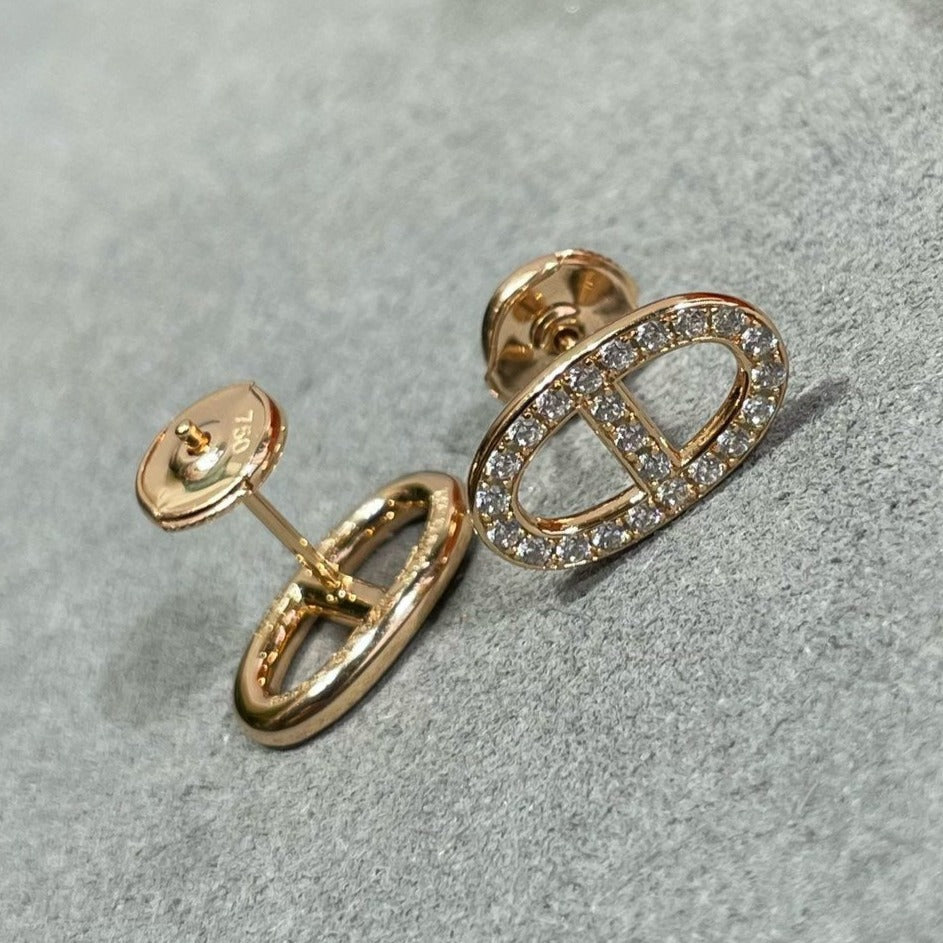 Miro HM FULL DIAMOND PIG NOSE STUD EARRINGS