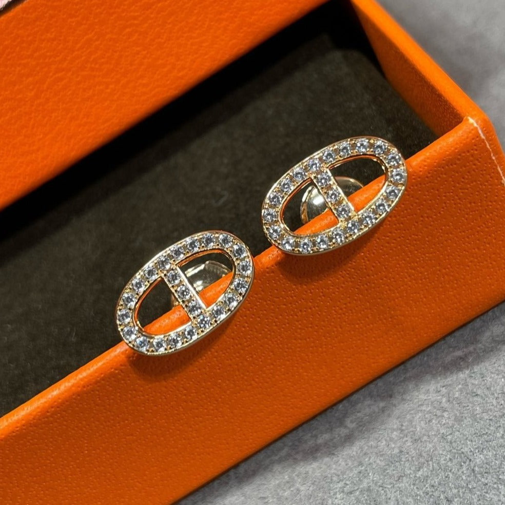 Miro HM FULL DIAMOND PIG NOSE STUD EARRINGS
