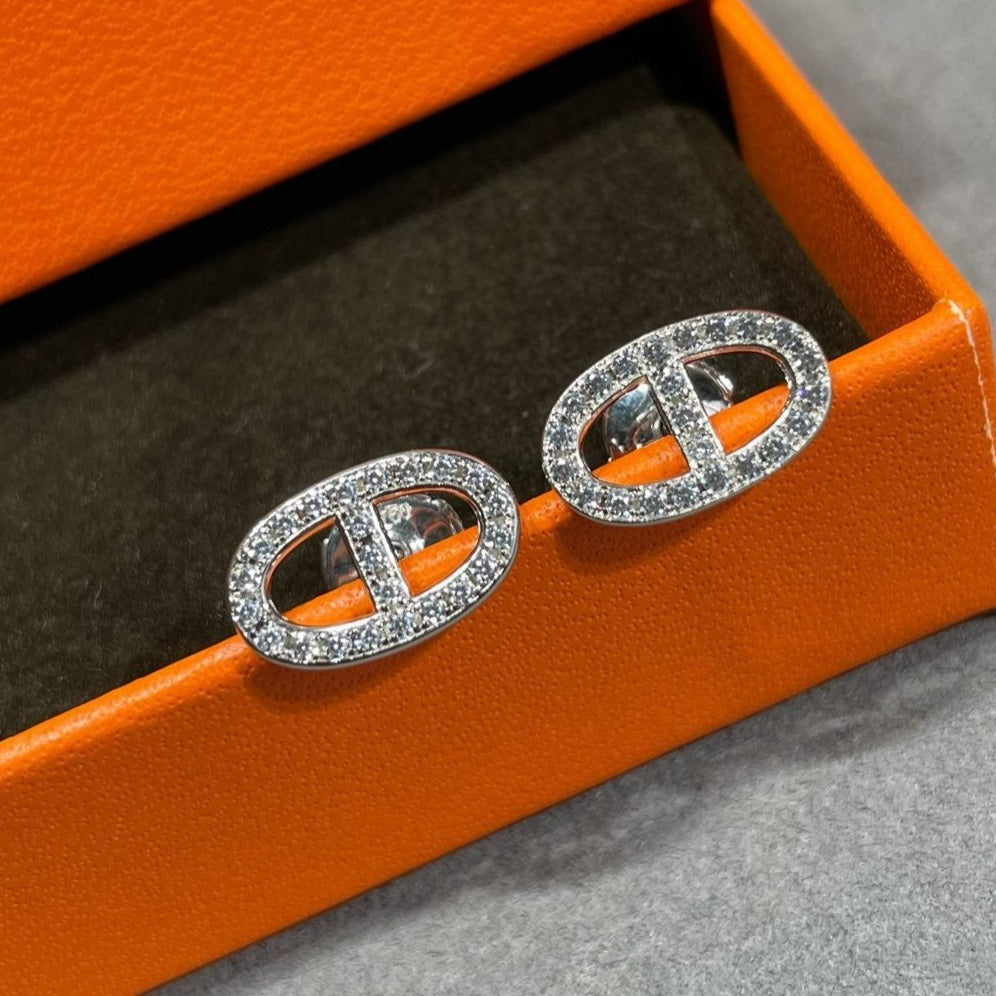 Miro HM FULL DIAMOND PIG NOSE STUD EARRINGS