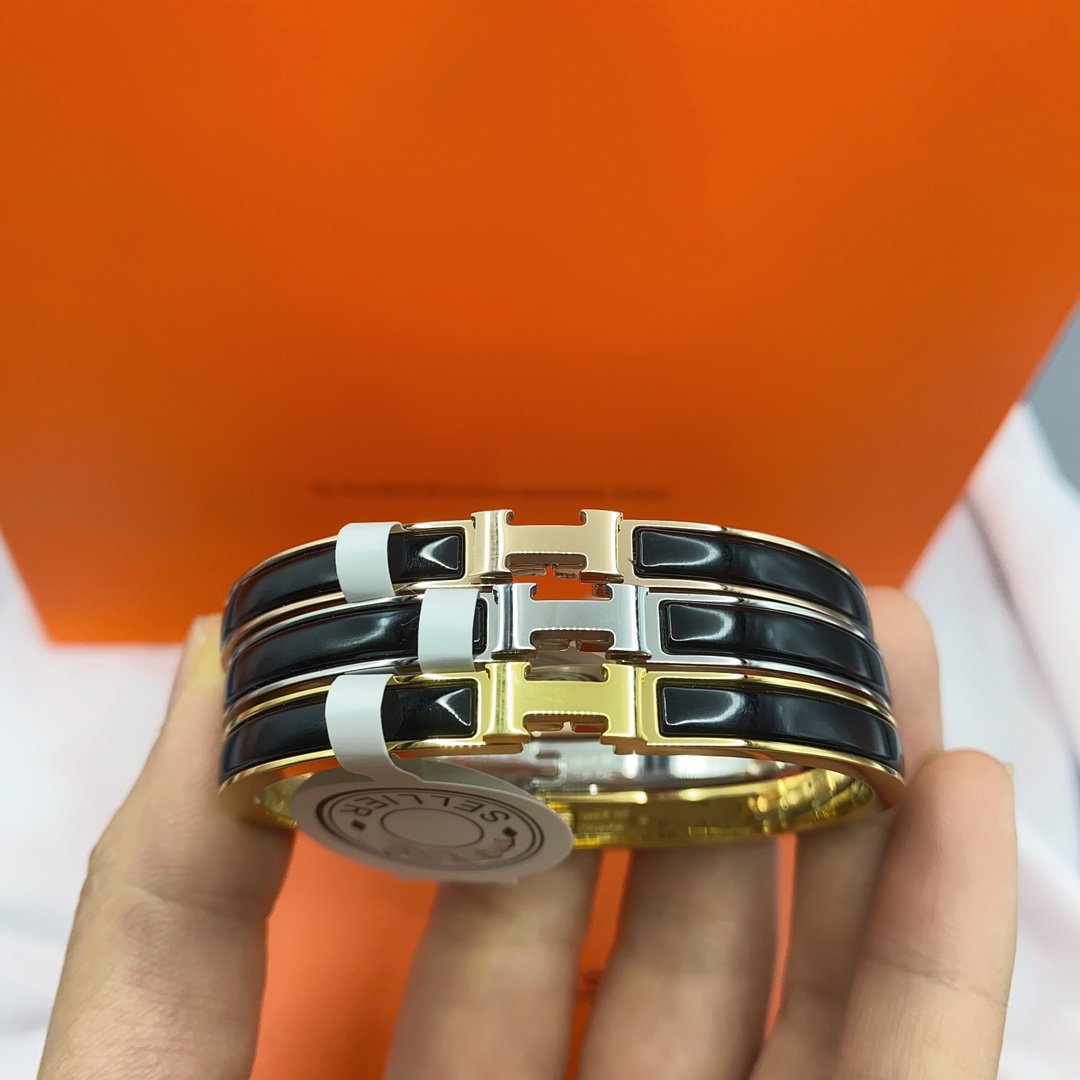Miro CLASSIC HM CLIC BLACK 8MM ENAMEL BRACELET