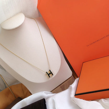 Miro HM CLIC BLACK ENAMEL GOLD NECKLACE