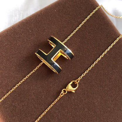Miro HM CLIC BLACK ENAMEL GOLD NECKLACE