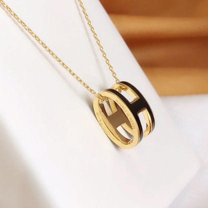 Miro HM CLIC BLACK ENAMEL GOLD NECKLACE