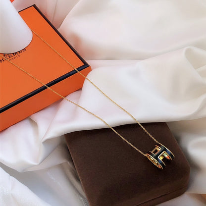 Miro HM CLIC BLACK ENAMEL GOLD NECKLACE