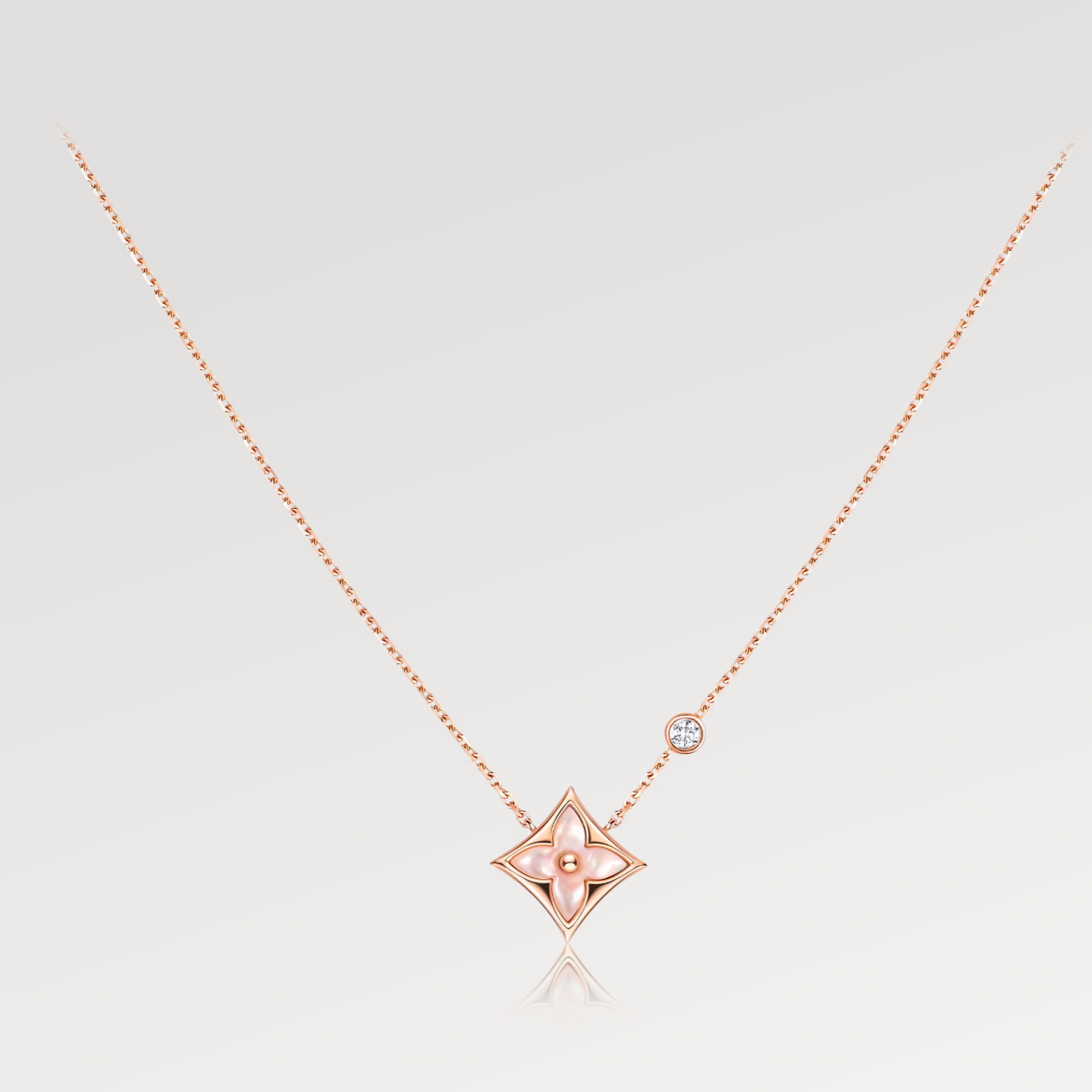 Miro STAR PINK MOP 1 DIAMOND PINK GOLD NECKLACE