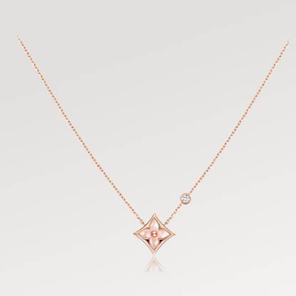 Miro STAR PINK MOP 1 DIAMOND PINK GOLD NECKLACE