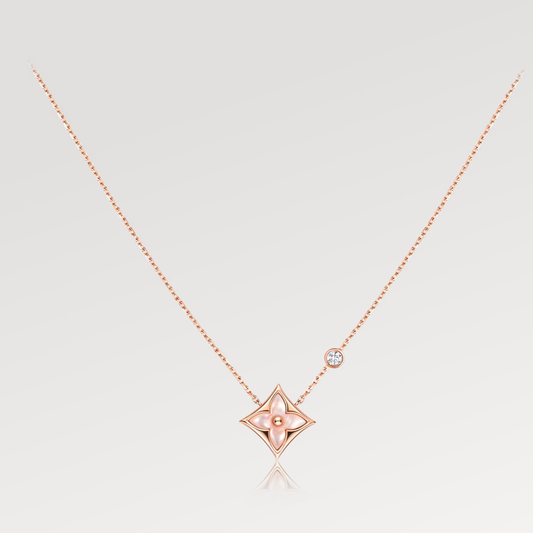 Miro STAR PINK MOP 1 DIAMOND PINK GOLD NECKLACE