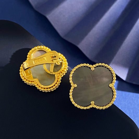 [Miro ]CLOVER  20MM GRAY MOP EARRINGS