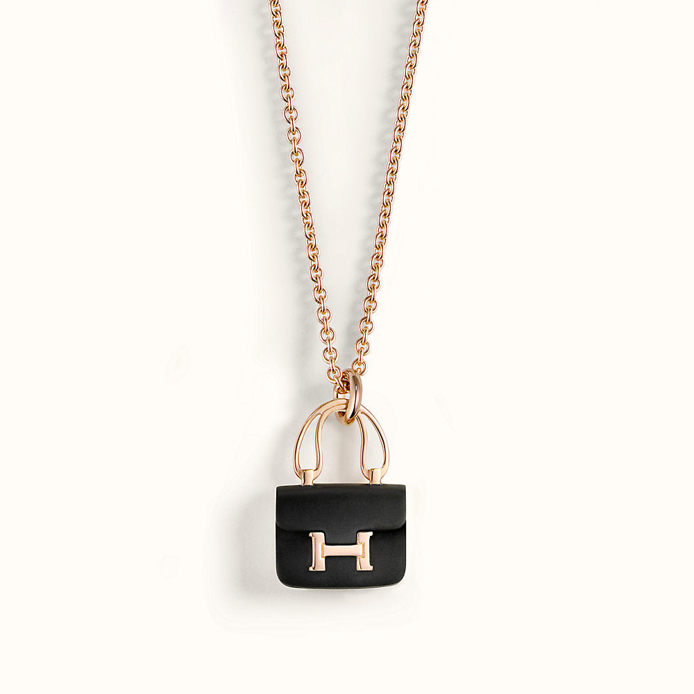 Miro CONSTANCE BLACK PEDANT PINK GOLD NECKLACE