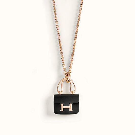 Miro CONSTANCE BLACK PEDANT PINK GOLD NECKLACE