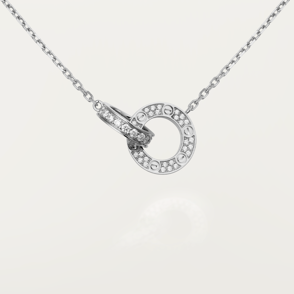 Miro LOVE 7.6MM NECKLACE ROSE GOLD AND SILVER  FULL DIAMOND