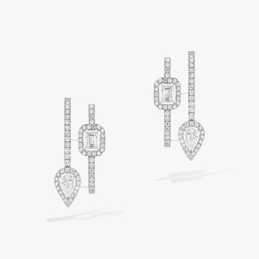 [Miro ] CREOLES MY TWIN 2 RANGS SILVER DIAMOND EARRINGS