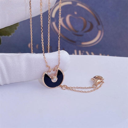 Miro AMULETTE ROSE GOLD ONYX NECKLACE