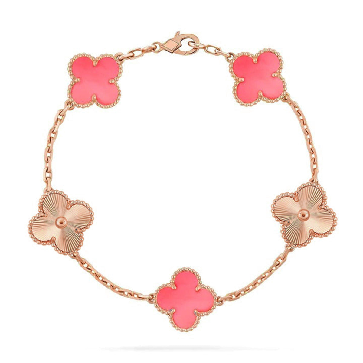 [Miro ]New  CLOVER 5 MOTIFS  PINK MOP BRACELET COLLECTION