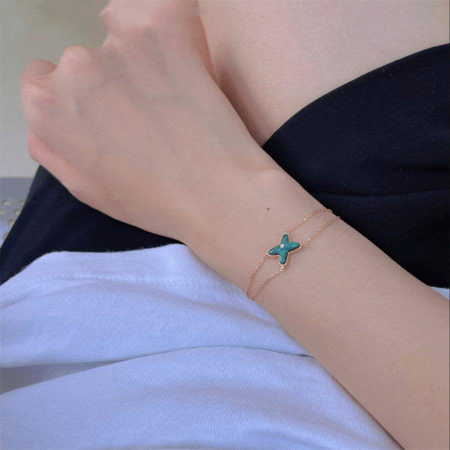 Miro JEUX BRACELET MALACHITE PINK GOLD 1 DIAMOND