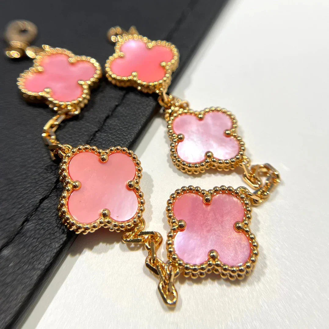 [Miro ]New  CLOVER 5 MOTIFS  PINK MOP BRACELET COLLECTION