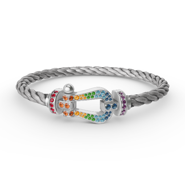 Miro FORC LARGE HORSESHOE  COLORED DIAMOND BRACELET SILVER