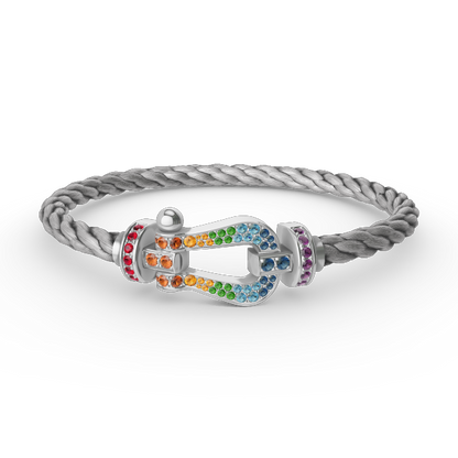Miro FORC LARGE HORSESHOE  COLORED DIAMOND BRACELET SILVER