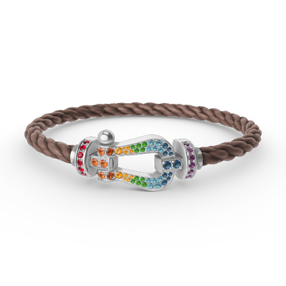 Miro FORC LARGE HORSESHOE  COLORED DIAMOND BRACELET SILVER