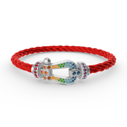 Miro FORC LARGE HORSESHOE  COLORED DIAMOND BRACELET SILVER