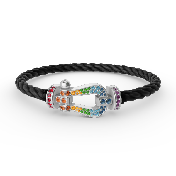 Miro FORC LARGE HORSESHOE  COLORED DIAMOND BRACELET SILVER