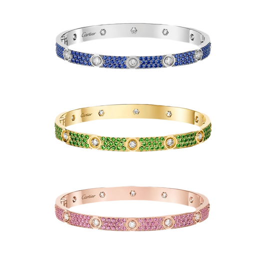 [Miro ] 2026 PAVE GEMSTONE LOVE BRACELET 6.1MM 10 DIAMONDS