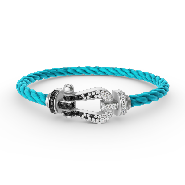 Miro FORCE LARGE HORSESHOE BLACK WHITE DIAMOND BRACELET SILVER