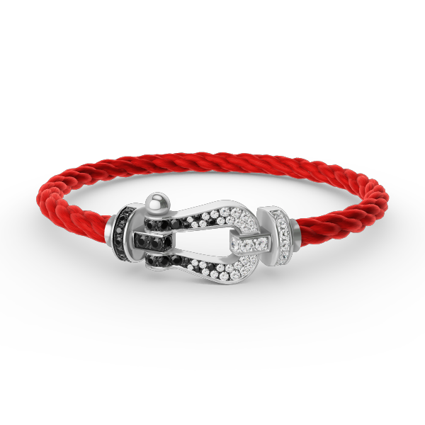 Miro FORCE LARGE HORSESHOE BLACK WHITE DIAMOND BRACELET SILVER