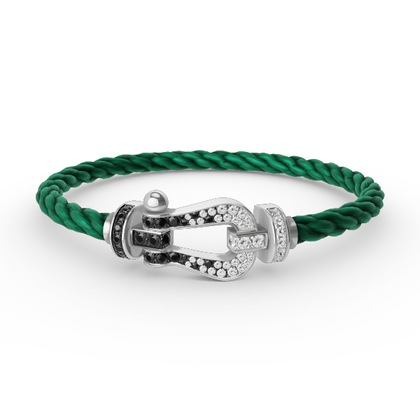 Miro FORCE LARGE HORSESHOE BLACK WHITE DIAMOND BRACELET SILVER