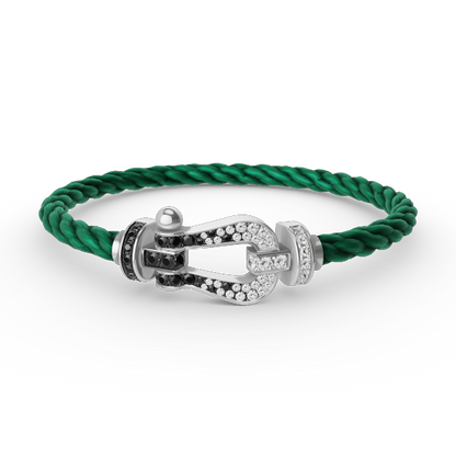 Miro FORCE LARGE HORSESHOE BLACK WHITE DIAMOND BRACELET SILVER