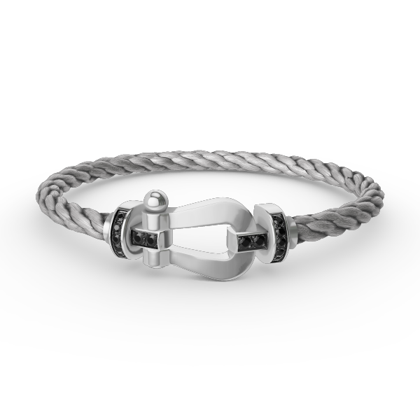 Miro FORCE LARGE HORSESHOE BLACK DIAMOND BRACELET SILVER