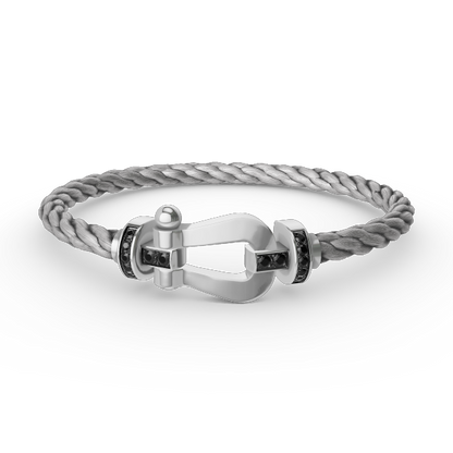 Miro FORCE LARGE HORSESHOE BLACK DIAMOND BRACELET SILVER