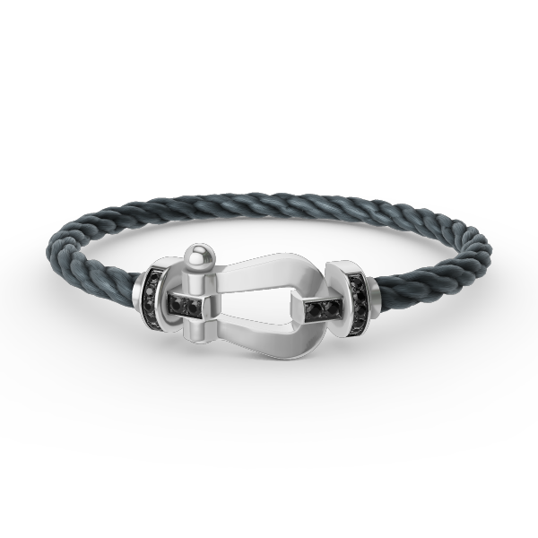Miro FORCE LARGE HORSESHOE BLACK DIAMOND BRACELET SILVER
