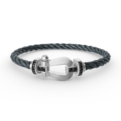 Miro FORCE LARGE HORSESHOE BLACK DIAMOND BRACELET SILVER