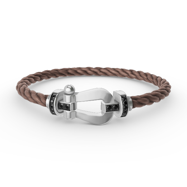 Miro FORCE LARGE HORSESHOE BLACK DIAMOND BRACELET SILVER