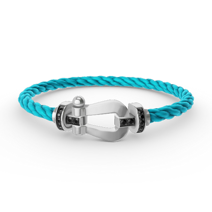 Miro FORCE LARGE HORSESHOE BLACK DIAMOND BRACELET SILVER