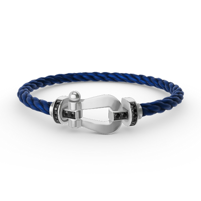 Miro FORCE LARGE HORSESHOE BLACK DIAMOND BRACELET SILVER
