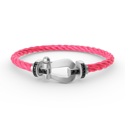 Miro FORCE LARGE HORSESHOE BLACK DIAMOND BRACELET SILVER