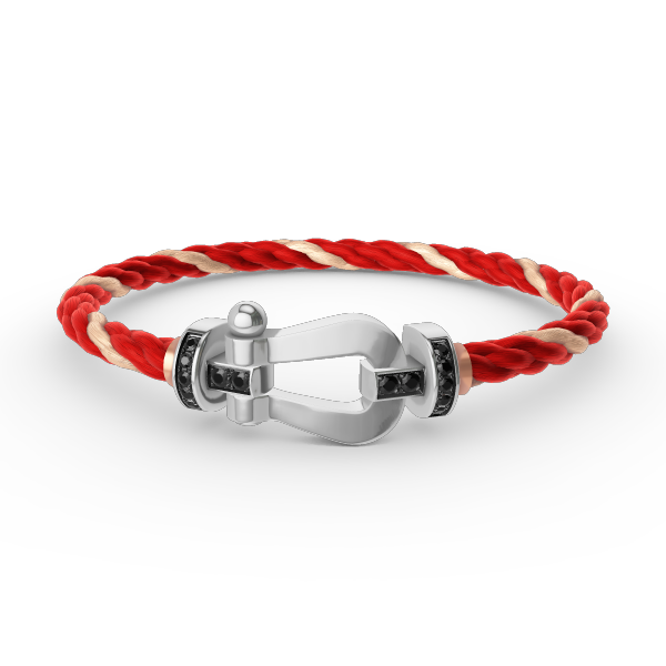 Miro FORCE LARGE HORSESHOE BLACK DIAMOND BRACELET SILVER
