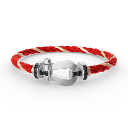 Miro FORCE LARGE HORSESHOE BLACK DIAMOND BRACELET SILVER